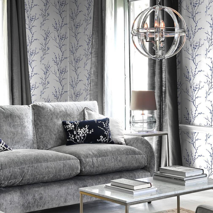 Laura Ashley Pussy Willow Off White and Midnight Wallpaper