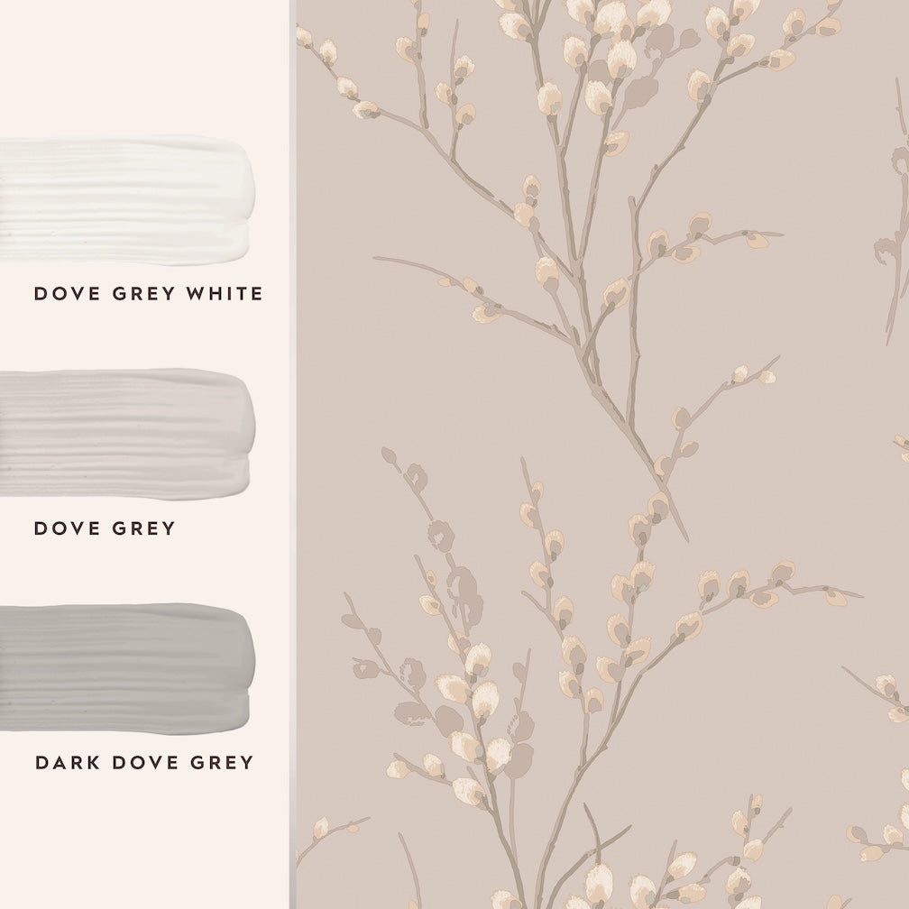 Laura Ashley Pussy Willow Dove Grey Wallpaper