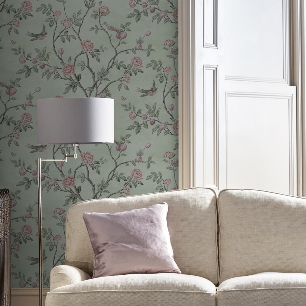 Laura Ashley Eglantine Eau De Nil Wallpaper