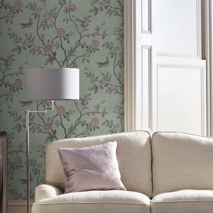 Laura Ashley Eglantine Eau De Nil Wallpaper