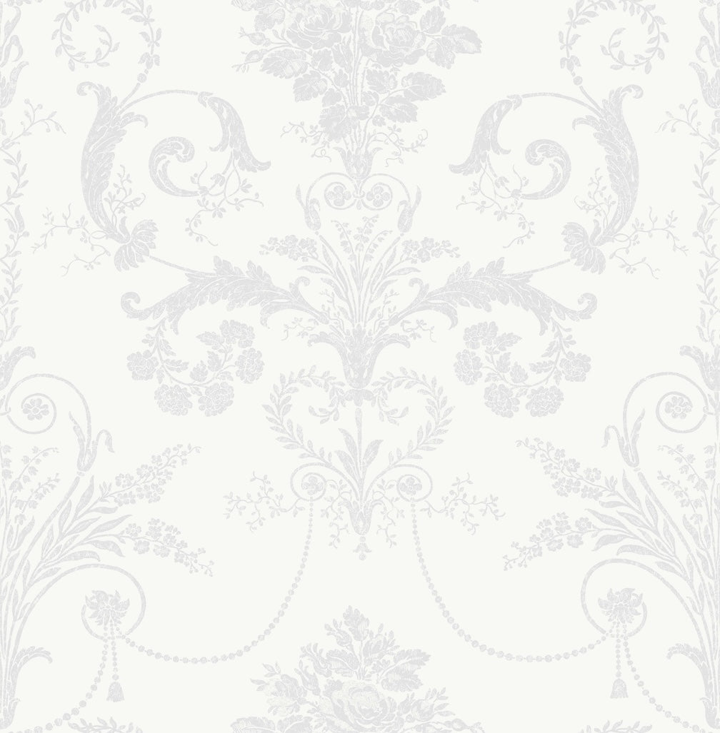 Laura Ashley Josette Metallic Silver Wallpaper