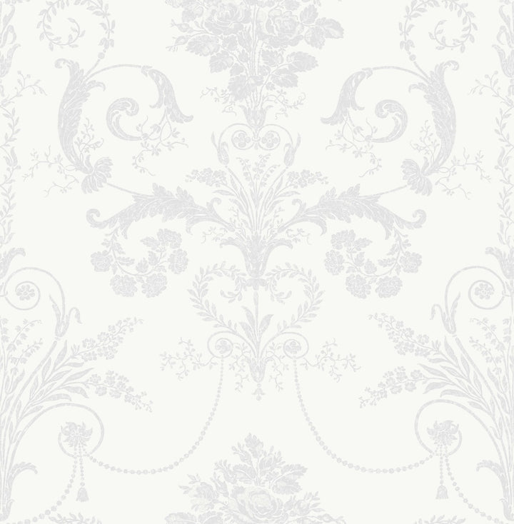 Laura Ashley Josette Metallic Silver Wallpaper