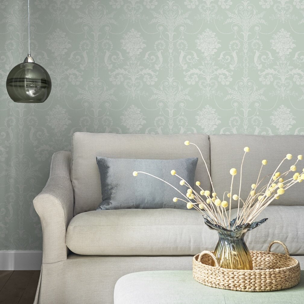 Laura Ashley Josette Duck Egg Wallpaper