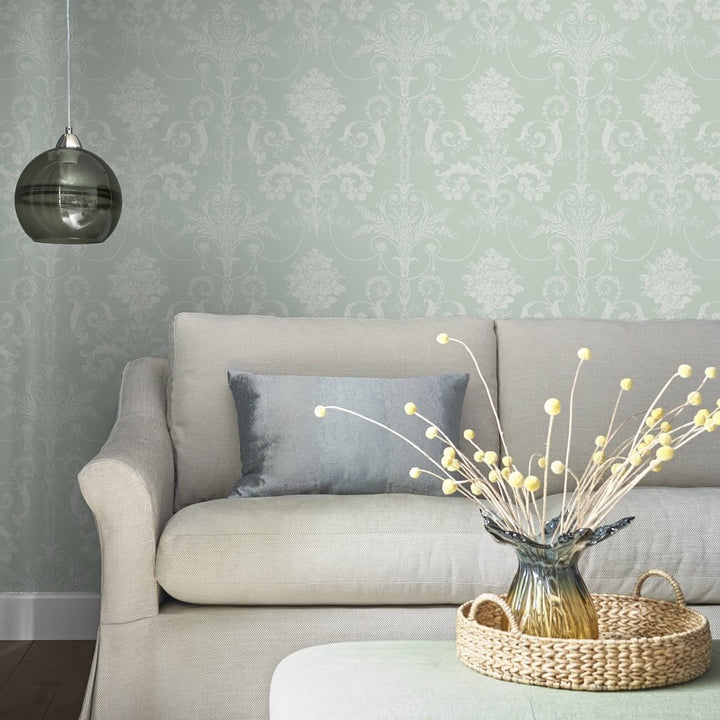 Laura Ashley Josette Duck Egg Wallpaper