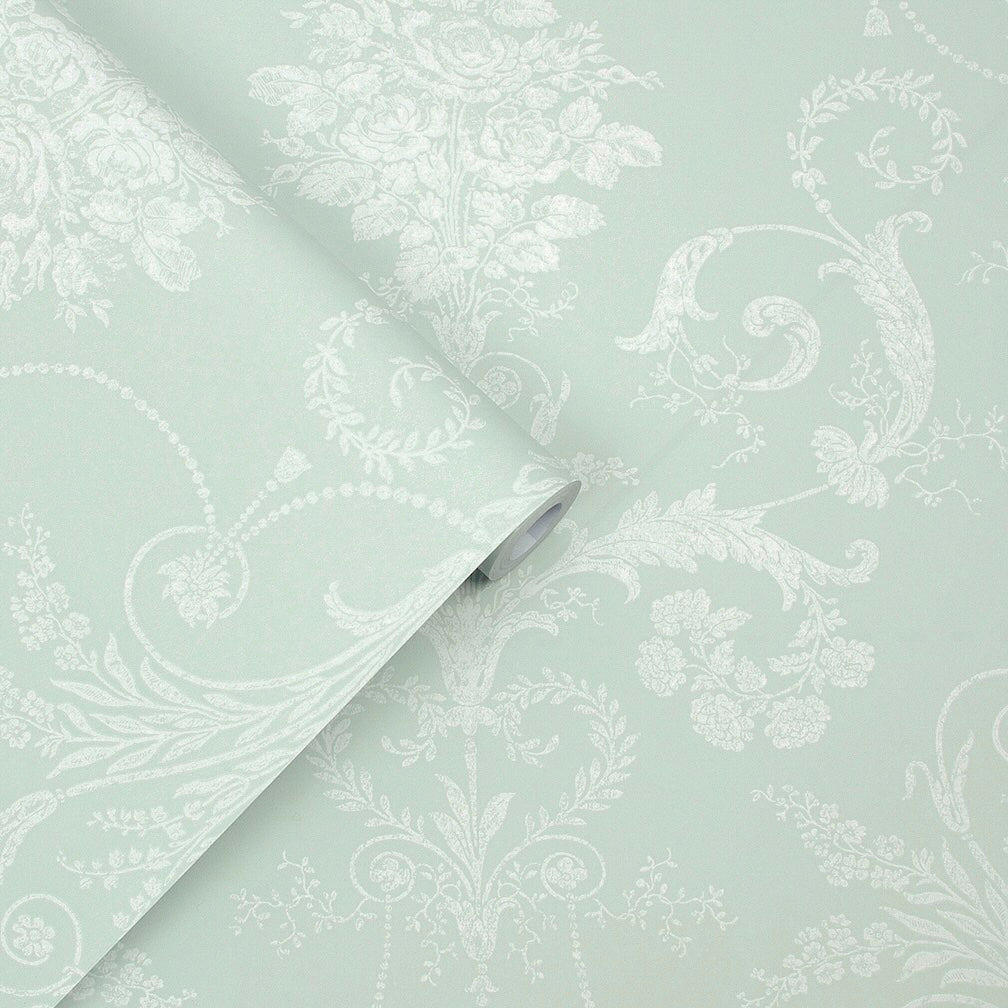 Laura Ashley Josette Duck Egg Wallpaper