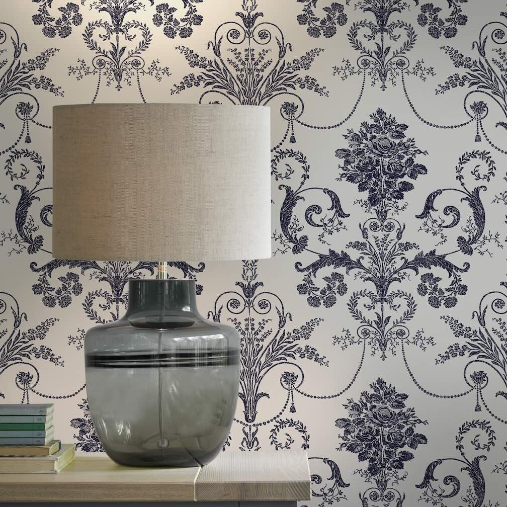 Laura Ashley Josette Off White and Midnight Wallpaper