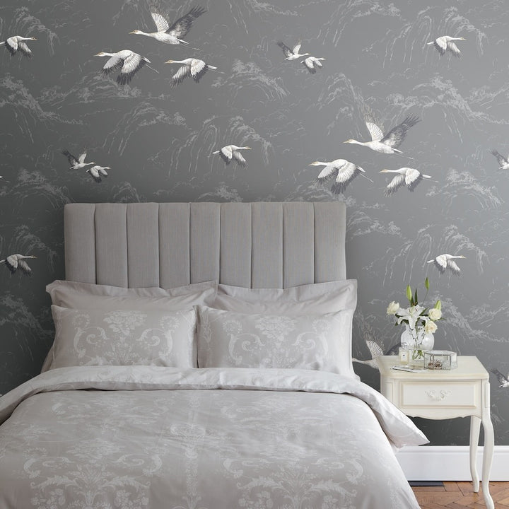 Laura Ashley Animalia Dark Steel Wallpaper