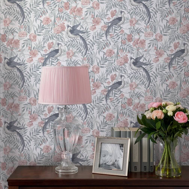 Laura Ashley Osterley Rosewood Wallpaper