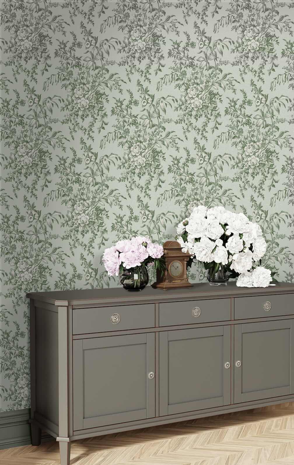 Laura Ashley Picardie Sage Wallpaper