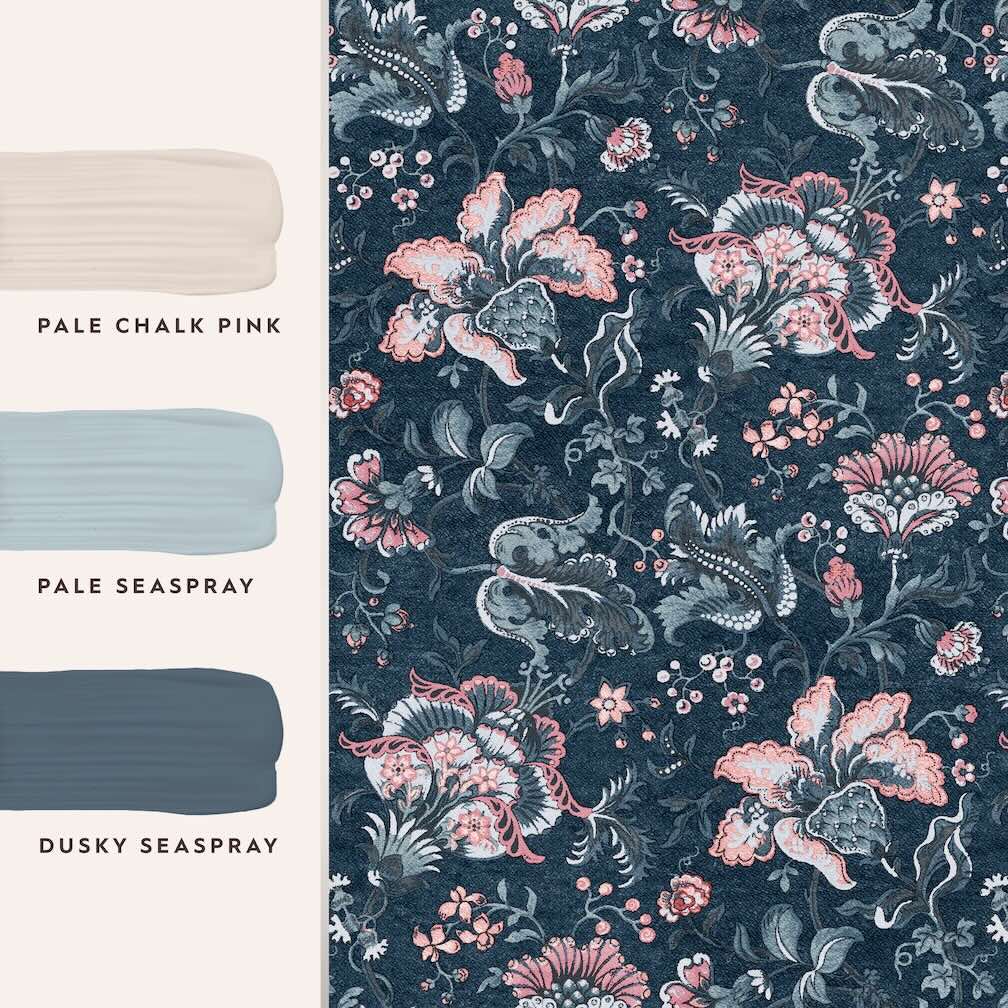 Laura Ashley Portia Dark Seaspray Wallpaper