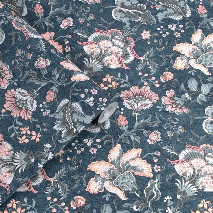Laura Ashley Portia Dark Seaspray Wallpaper