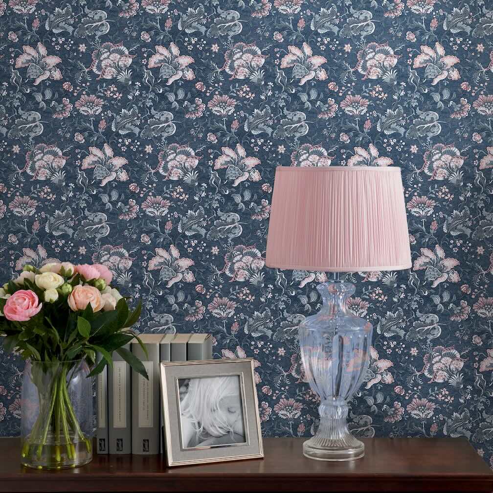 Laura Ashley Portia Dark Seaspray Wallpaper