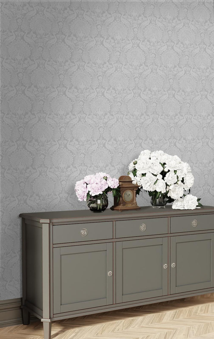Laura Ashley Portia Pale Steel Wallpaper