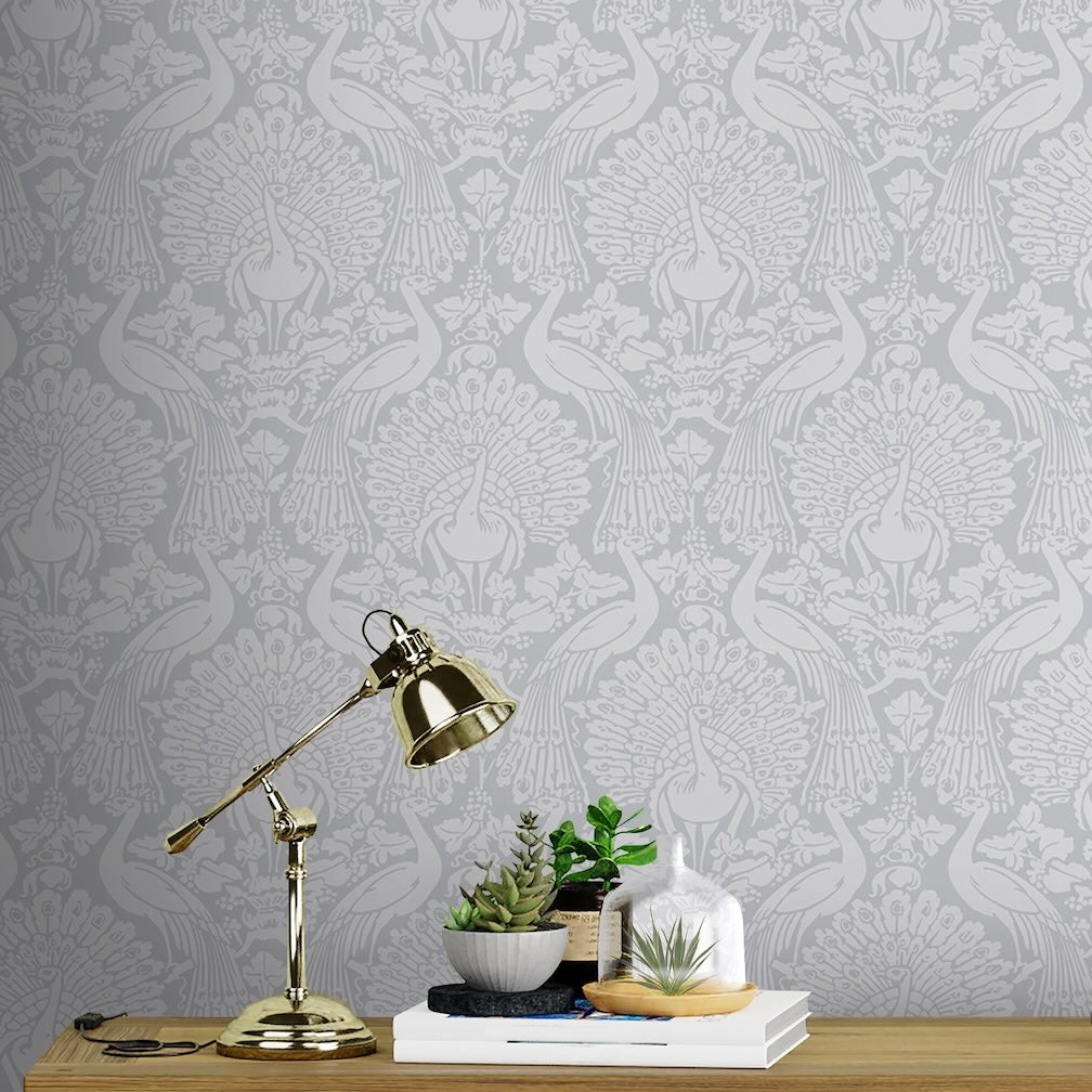Laura Ashley Portia Pale Steel Wallpaper