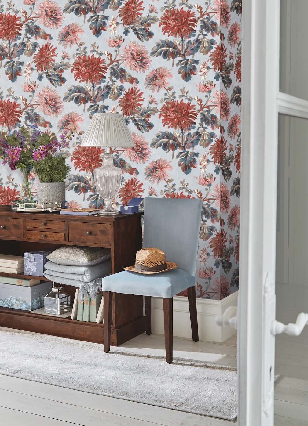 Laura Ashley Maryam Crimson Wallpaper