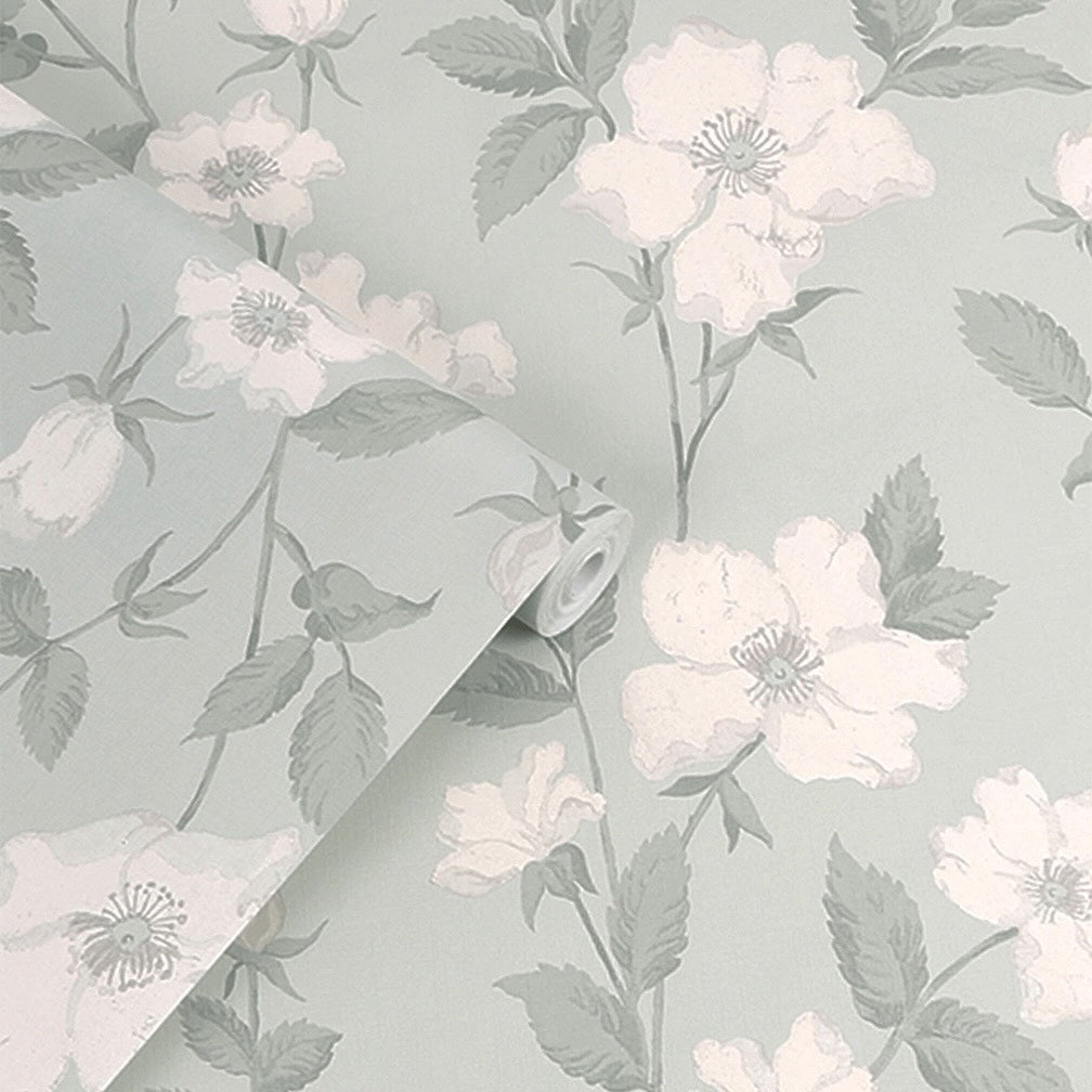 Laura Ashley Fleurir Smoke Green Wallpaper