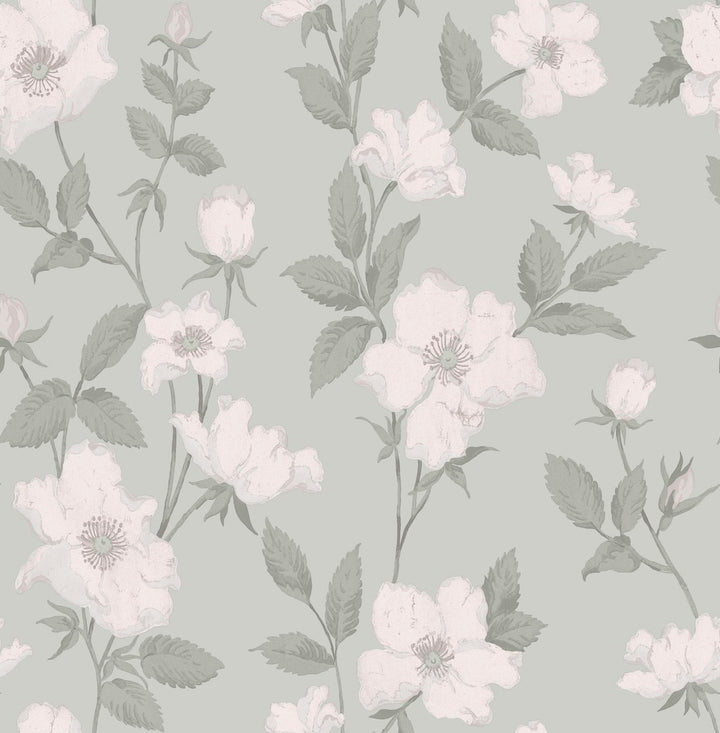 Laura Ashley Fleurir Smoke Green Wallpaper