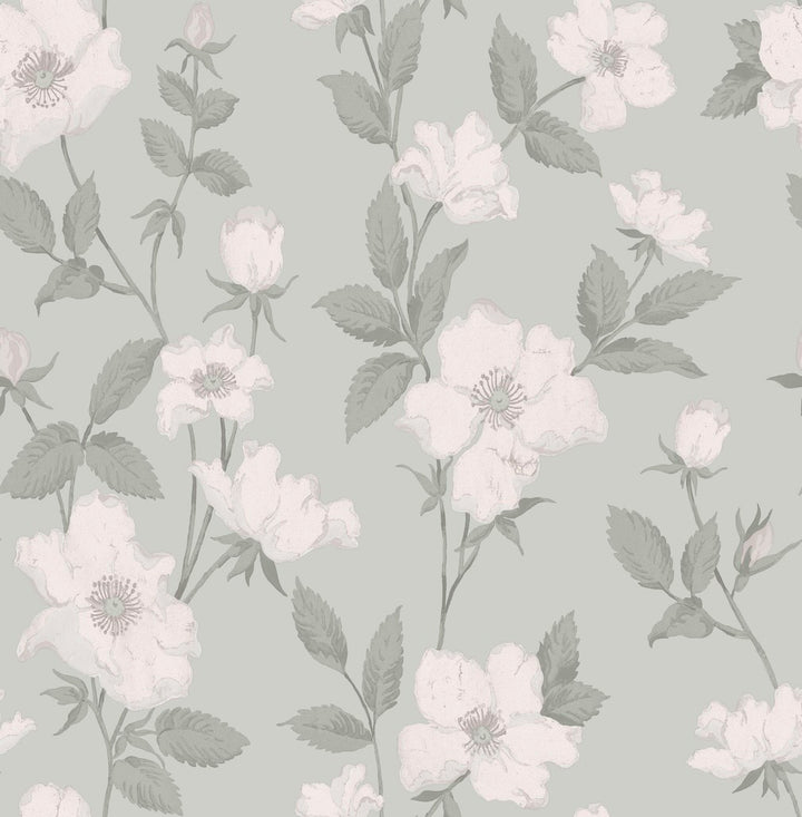 Laura Ashley Fleurir Smoke Green Wallpaper