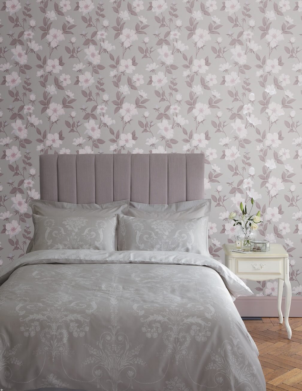 Laura Ashley Fleurir Sugared Violet Wallpaper