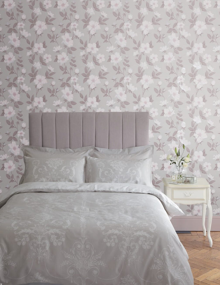 Laura Ashley Fleurir Sugared Violet Wallpaper