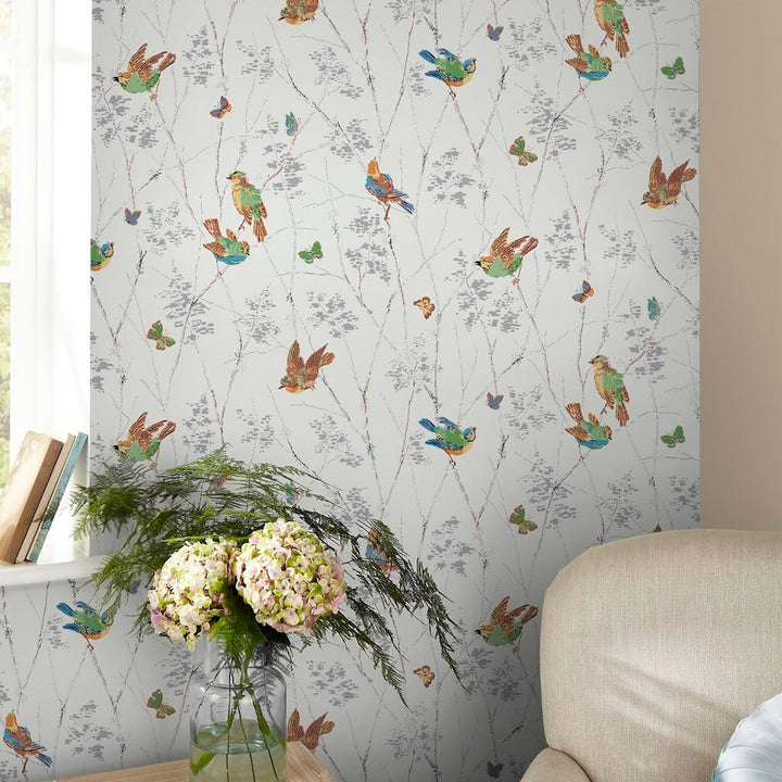 Laura Ashley Aviary Natural Wallpaper