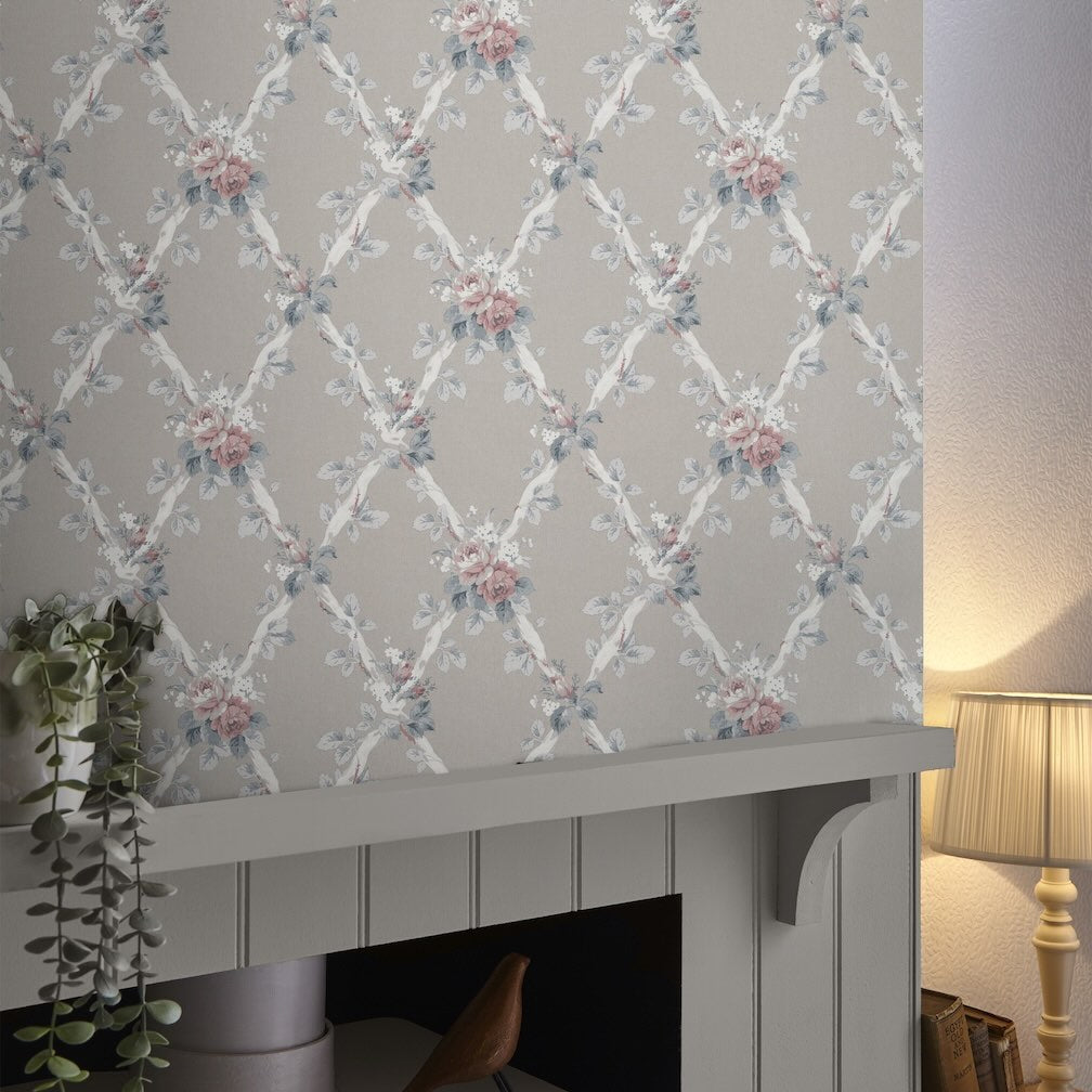 Laura Ashley Elwyn Dove Grey Wallpaper