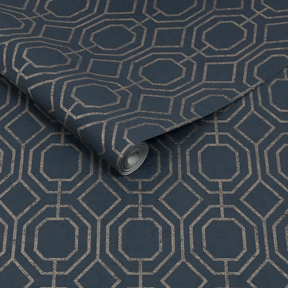 Superfresco Easy Luxe Geo Navy Wallpaper