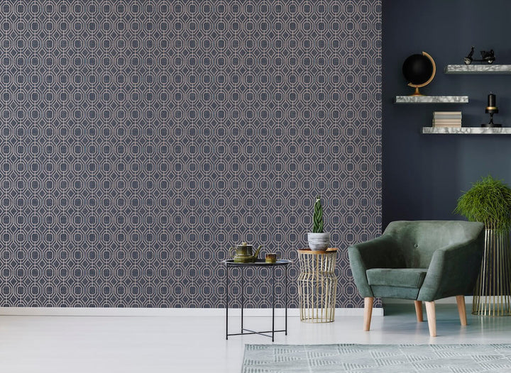 Superfresco Easy Luxe Geo Navy Wallpaper