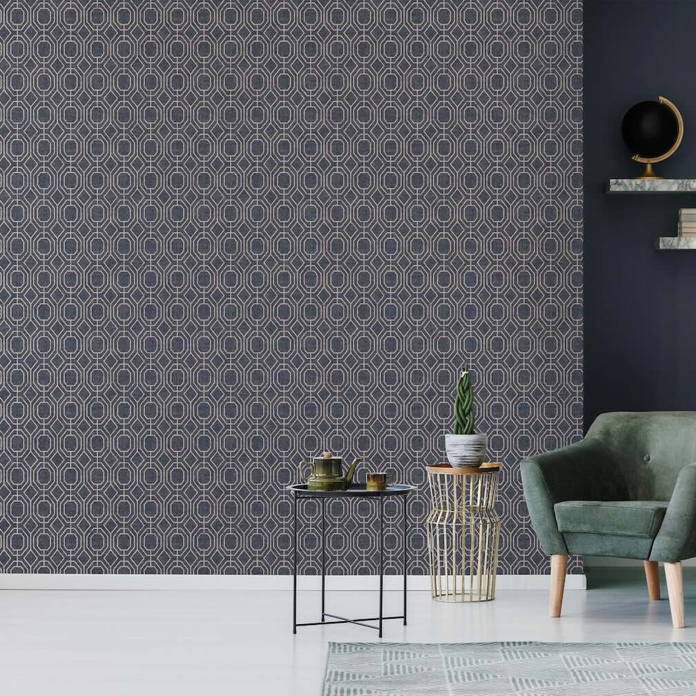 Superfresco Easy Luxe Geo Navy Wallpaper