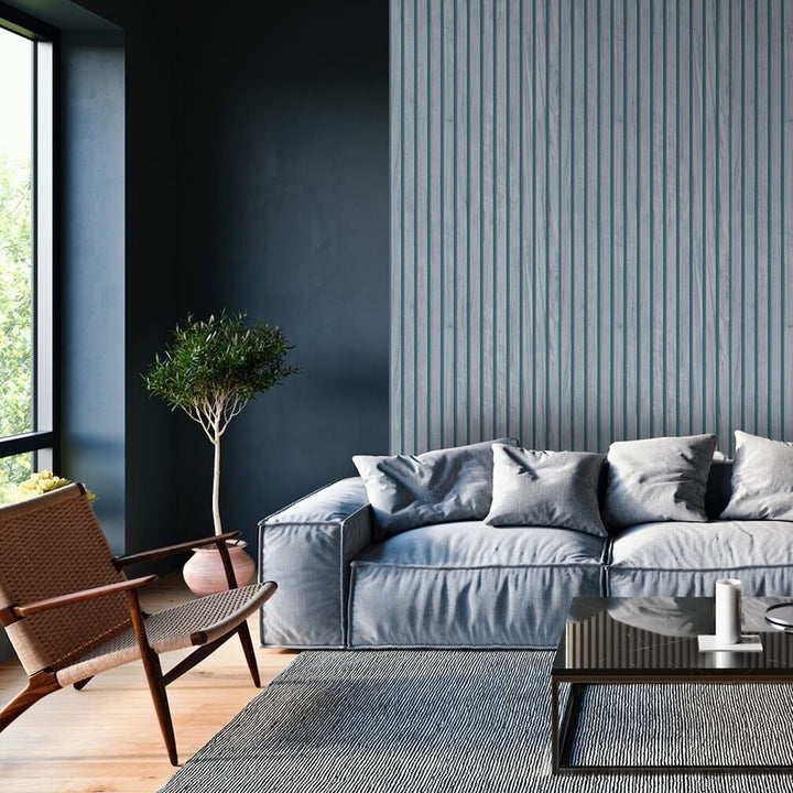 Belgravia Panacea Blue Wood Slat Wallpaper