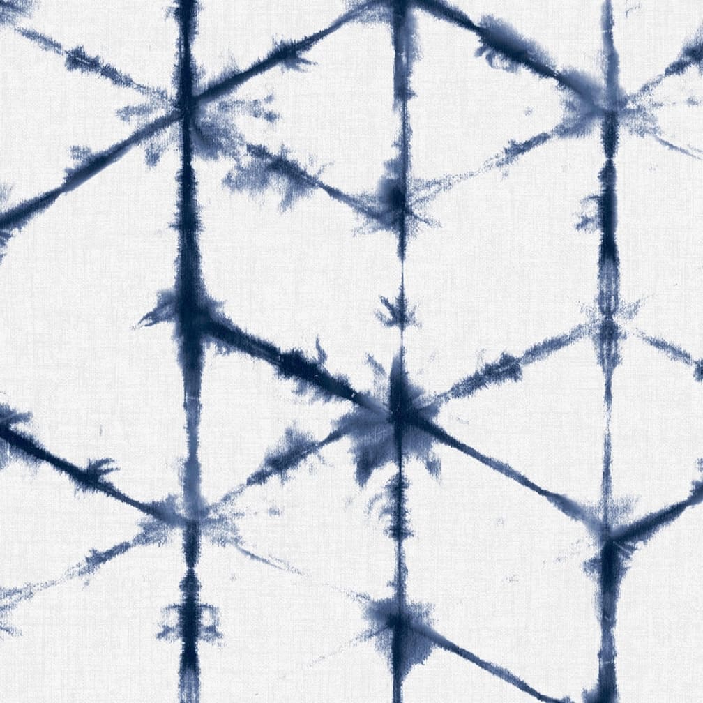 Geo Tie Dye White & Blue Wallpaper