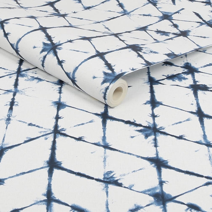 Geo Tie Dye White & Blue Wallpaper