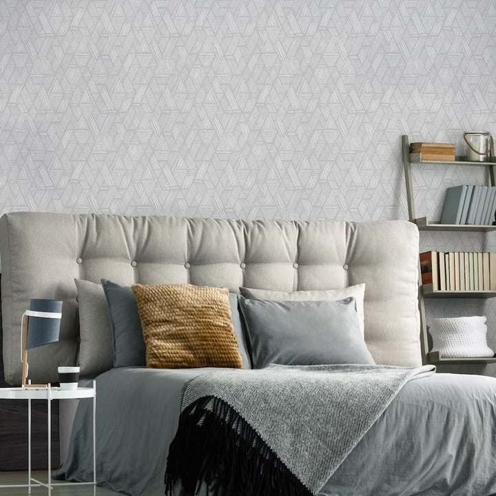 Superfresco Easy Ethnic Grey & White Stitch Wallpaper