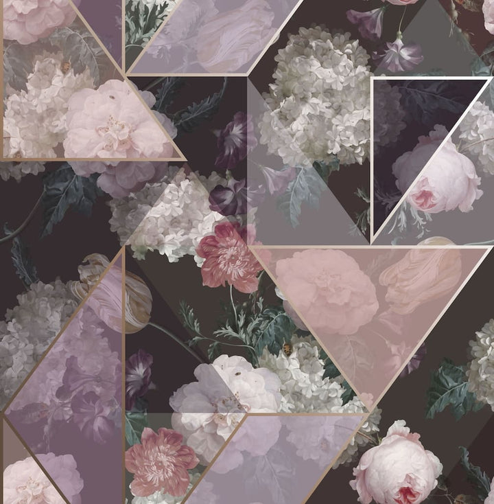 Pink & Black Floral Geo Wallpaper