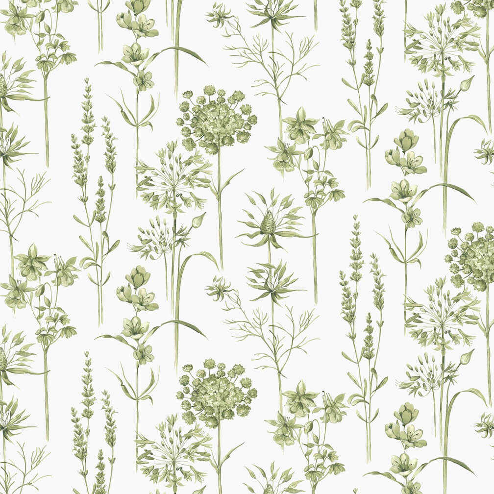 Superfresco Easy Medley Fig Green & White Wallpaper