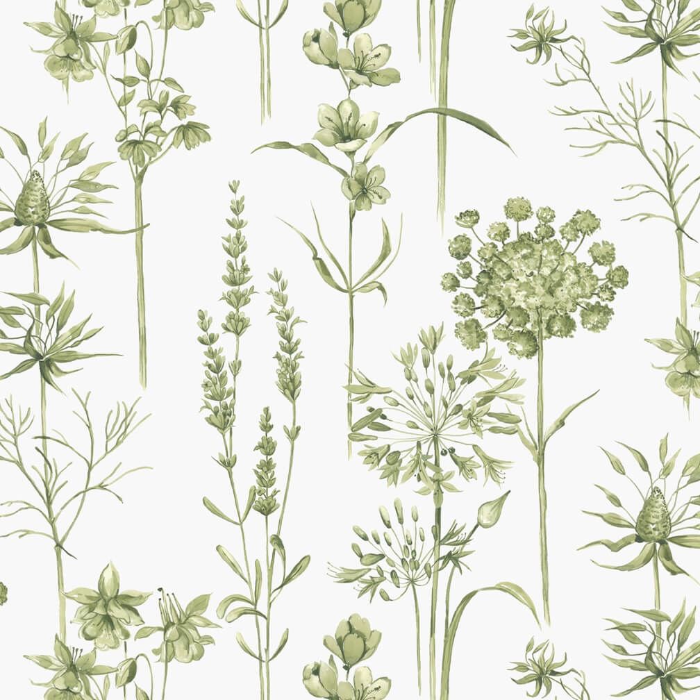 Superfresco Easy Medley Fig Green & White Wallpaper