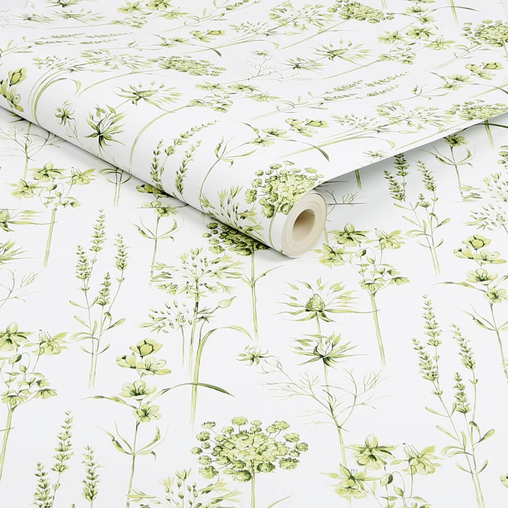 Superfresco Easy Medley Fig Green & White Wallpaper