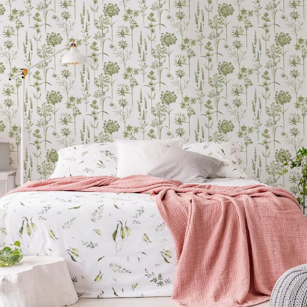 Superfresco Easy Medley Fig Green & White Wallpaper