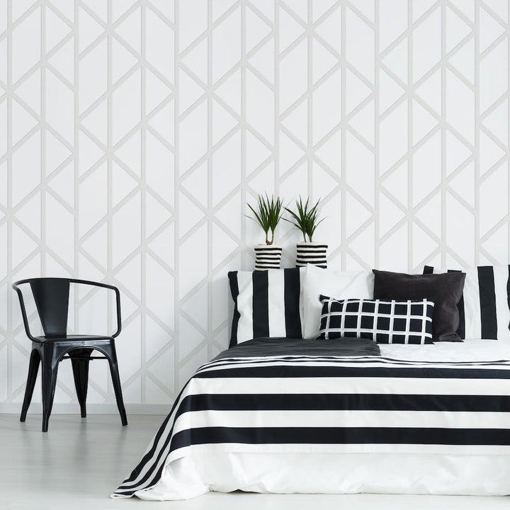 Geometric White Panel Wallpaper