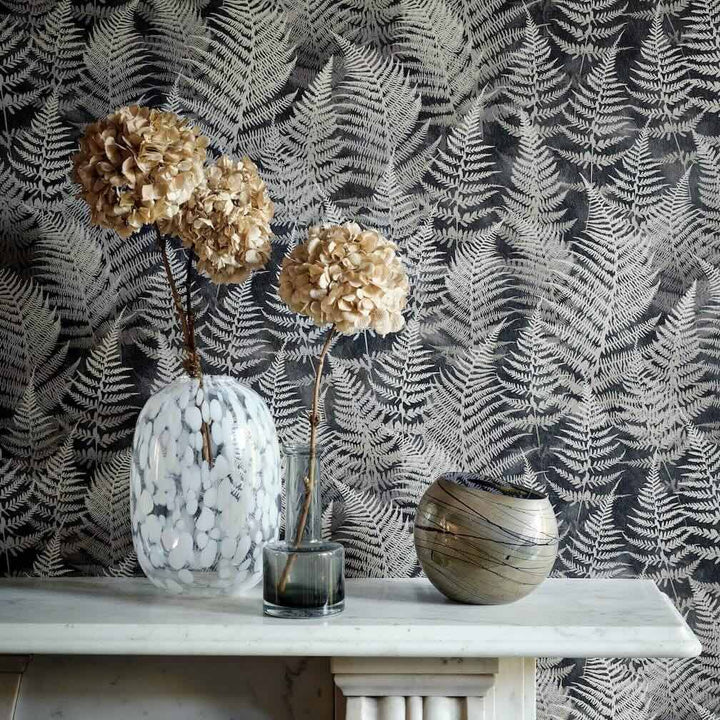 Clarissa Hulse Woodland Fern Charcoal Wallpaper
