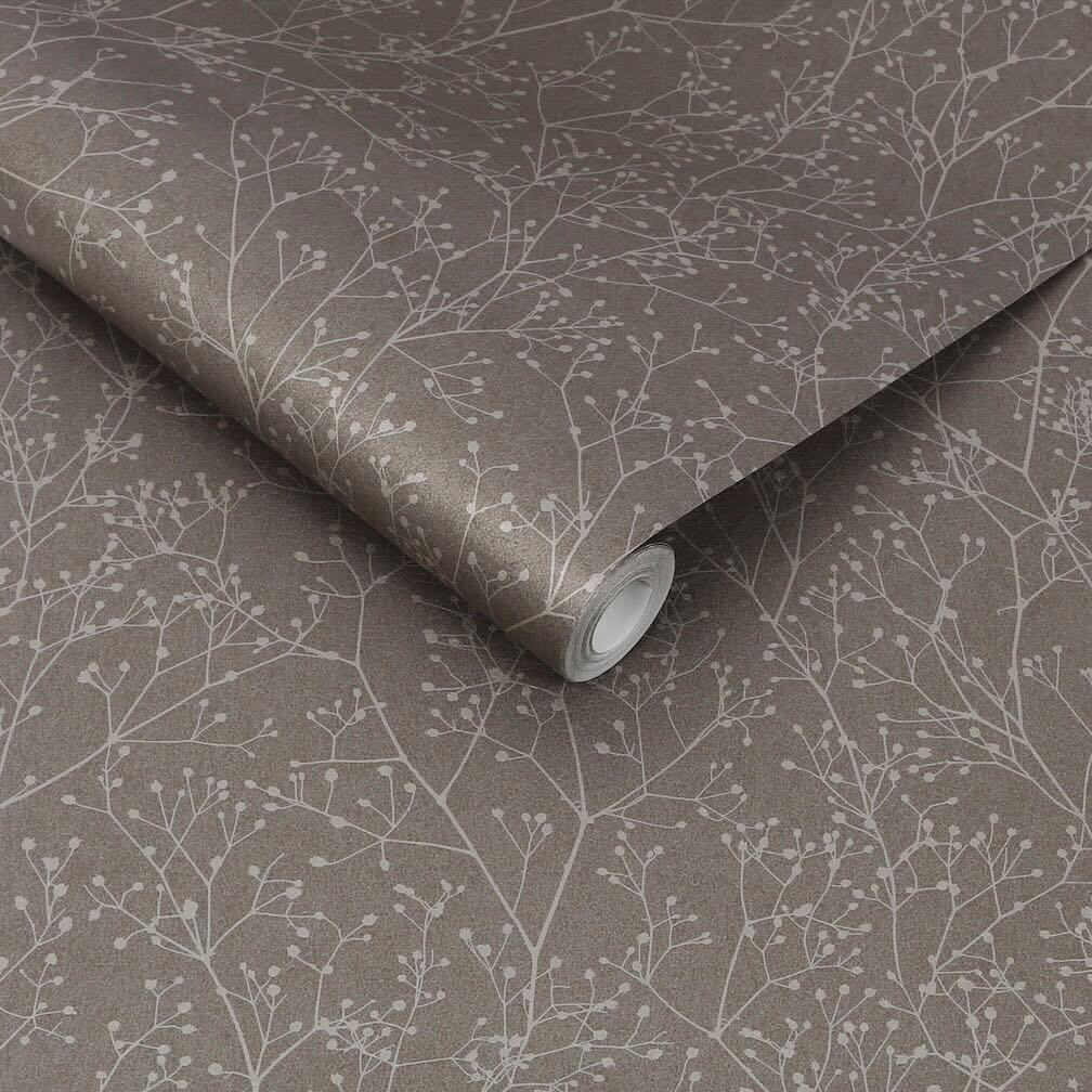 Clarissa Hulse Gypsophila Mocha & Silver Wallpaper