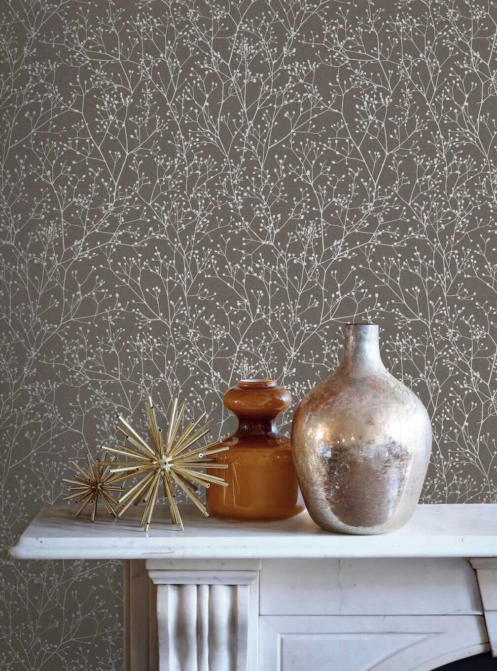 Clarissa Hulse Gypsophila Mocha & Silver Wallpaper
