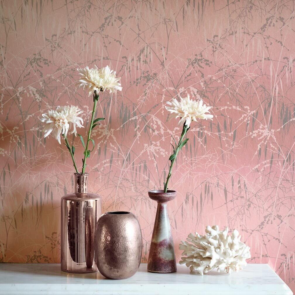 Clarissa Hulse Meadow Grass Shell & Pewter Wallpaper