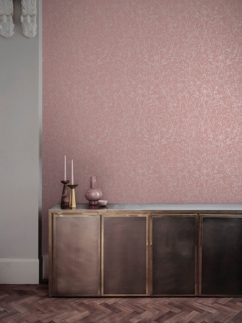 Clarissa Hulse Gypsophila Shell & Rose Gold Wallpaper
