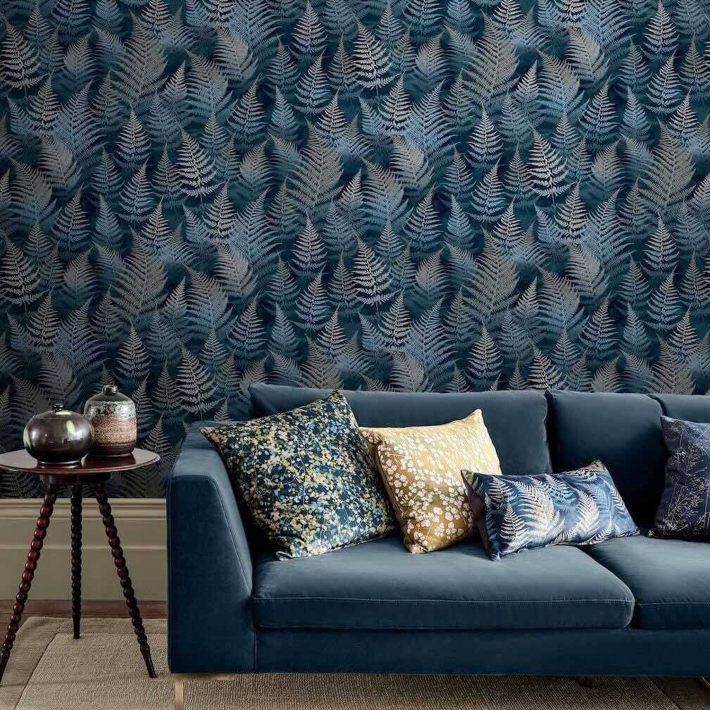 Clarissa Hulse Woodland Fern French Navy Wallpaper