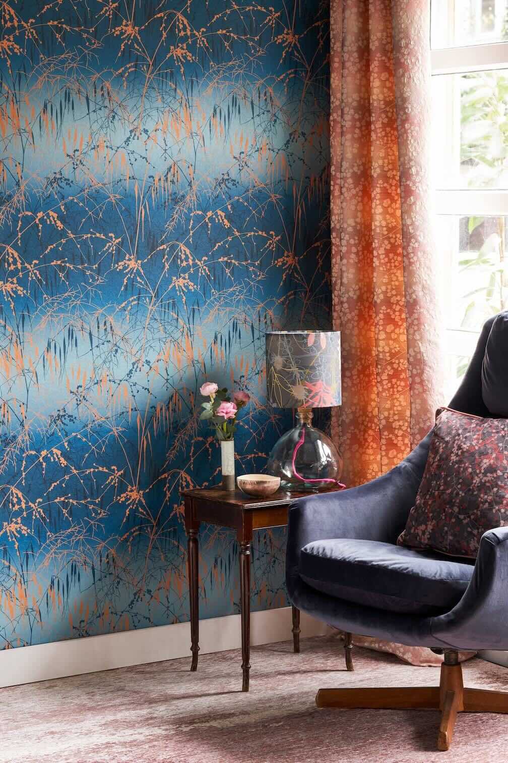 Clarissa Hulse Meadow Grass French Navy & Copper Wallpaper