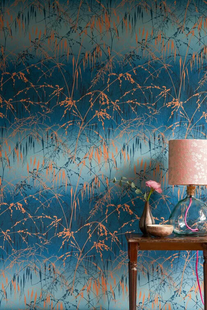 Clarissa Hulse Meadow Grass French Navy & Copper Wallpaper