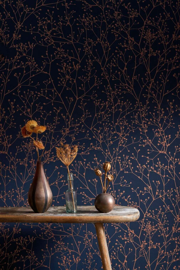 Clarissa Hulse Gypsophila Midnight Copper Wallpaper