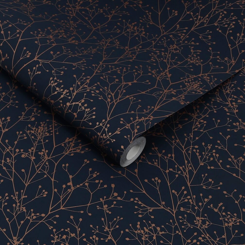 Clarissa Hulse Gypsophila Midnight Copper Wallpaper