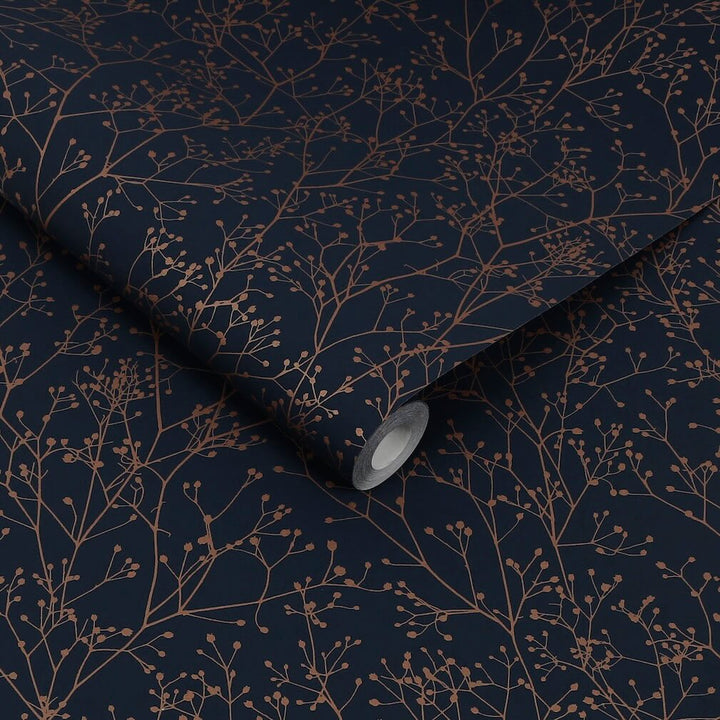 Clarissa Hulse Gypsophila Midnight Copper Wallpaper